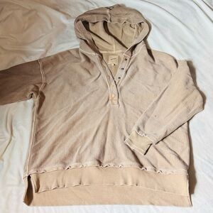 Aerie oversized textured pullover henley hoodie